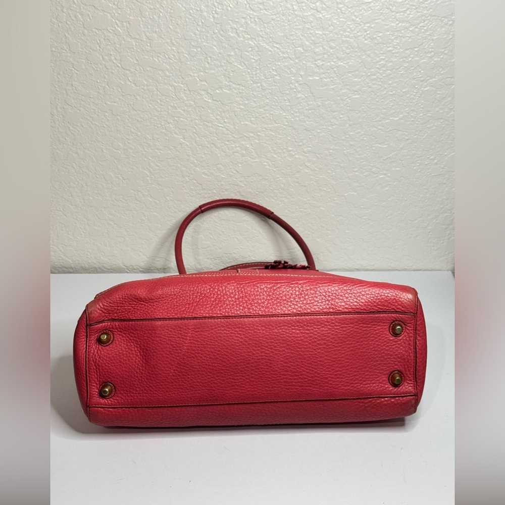 Coach Y2K Hampton Red Pebbled Leather Carryall Satchel Tote Shoulder Bag - Picture 9 of 15